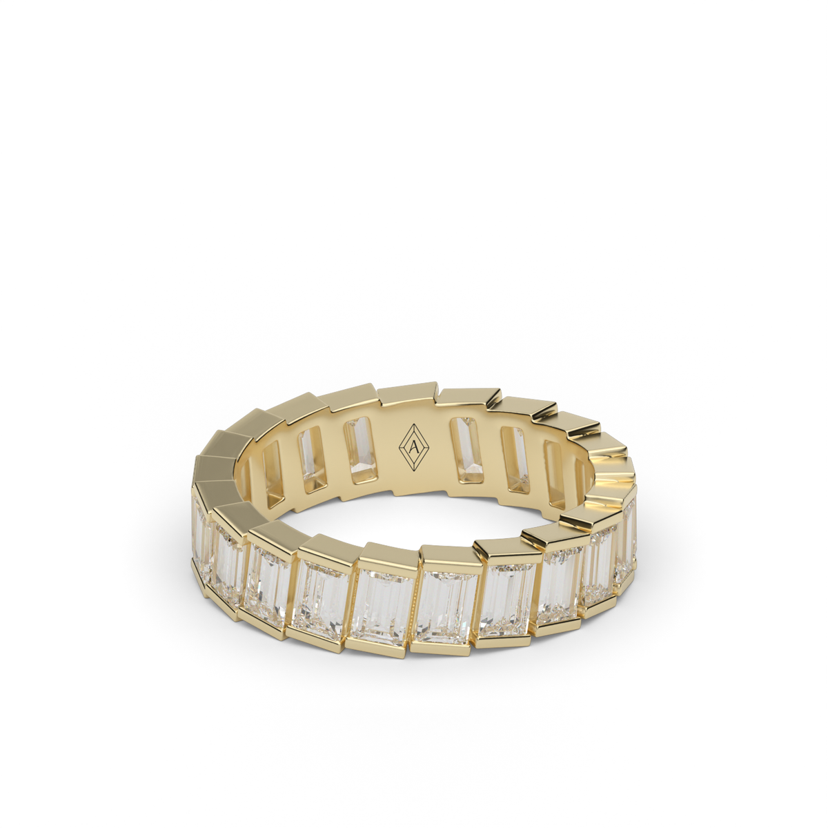 4 Carat Stair Emerald Cut Diamond Eternity Ring — 14K Yellow Gold / Lab Diamond (image)