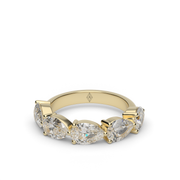 2 Carat Yellow Gold East-West Five Stone Pear Shape Diamond Anniversary Ring/Band With Prong Setting.