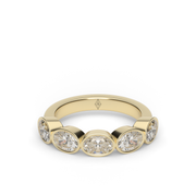 2 Carat Yellow Gold East-West Five Stone Oval Cut Diamond Anniversary Ring/Band With Bezel Setting.