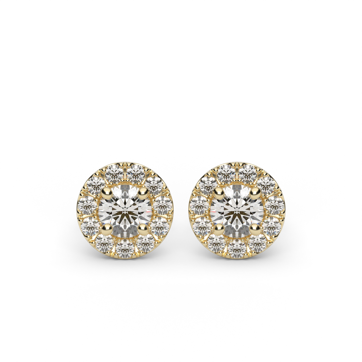 Halo Diamond Stud Earrings — 14K Yellow Gold / Lab Diamond (image)