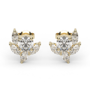 Yellow Gold Round Shape Diamond Earrings With Prong Setting