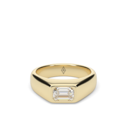 Yellow Gold Emerald Cut Diamond Men's Ring/Band With Bezel Setting