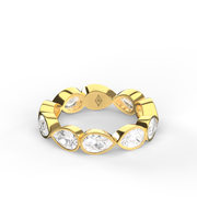 3 Carat Yellow Gold Pear SHape DIamond Eternity RingBand With Bezel Setting 