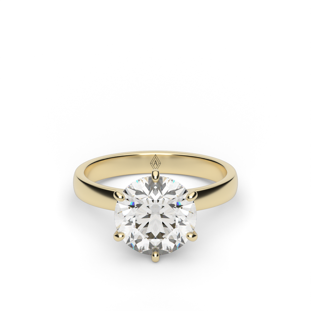 Comfort Fit Solitaire Engagement Ring (Six Prong) — 14K Yellow Gold / Round (image)
