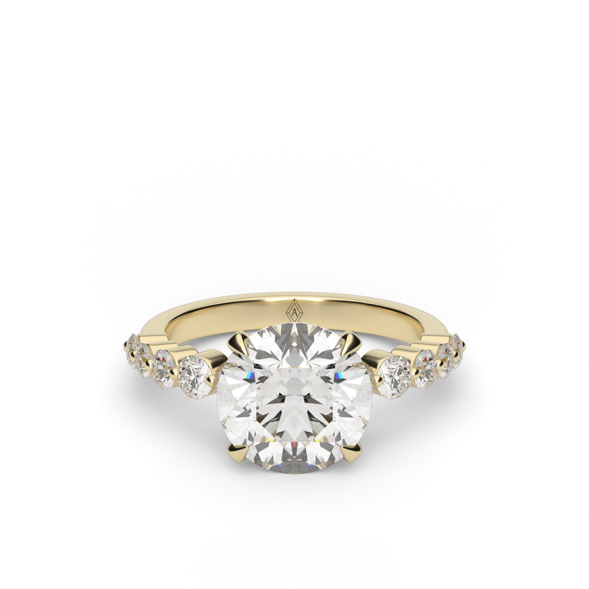 Emily Hidden Halo Engagement Ring — 14K Yellow Gold / Round / Lab Diamond (image)