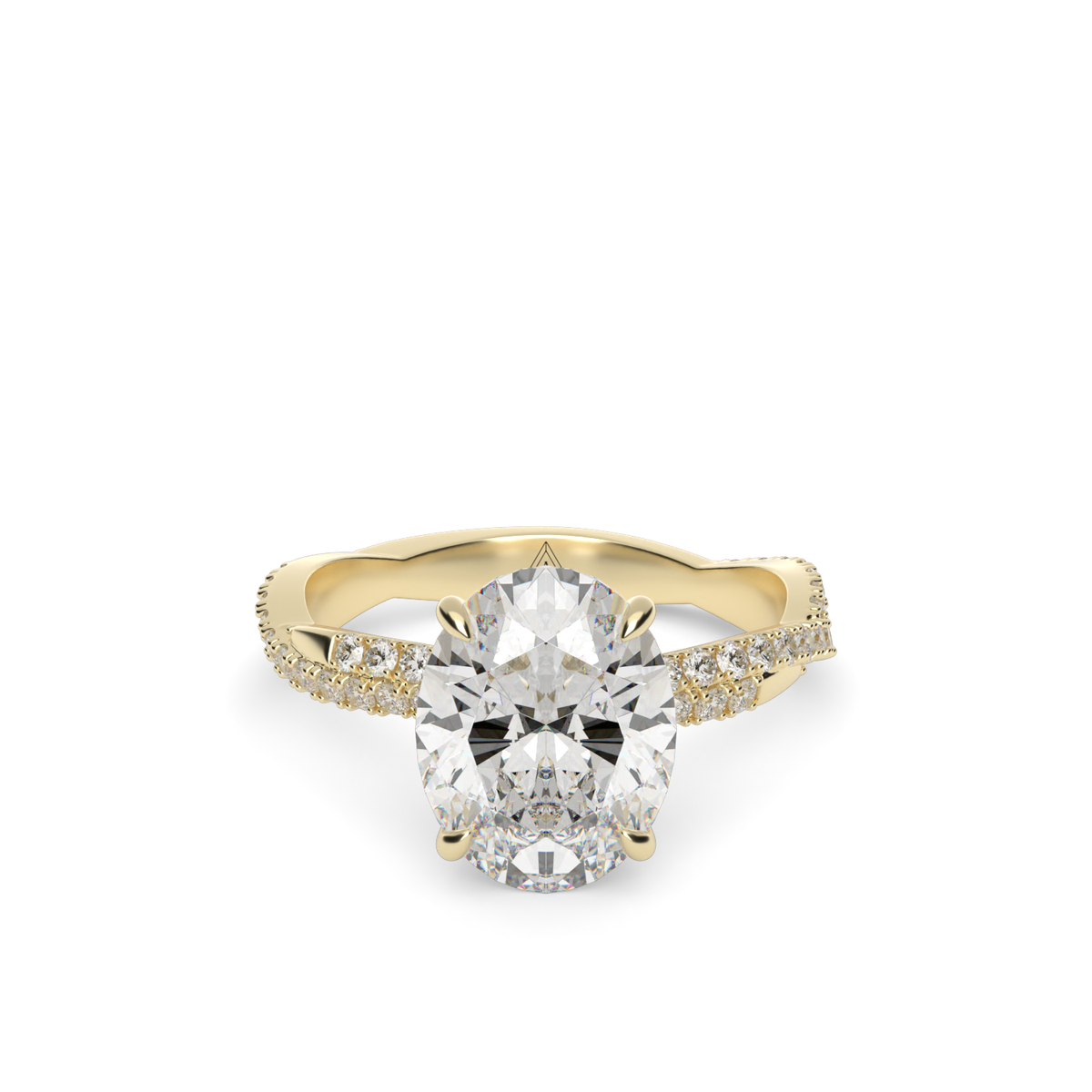 Pavé Twist Diamond Engagement Ring — 14K Yellow Gold / Oval / Lab Diamond (image)