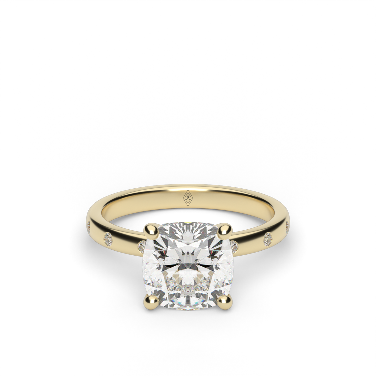 Modern Burnish-set Diamond Engagement Ring — 14K Yellow Gold / Cushion / Lab Diamond (image)