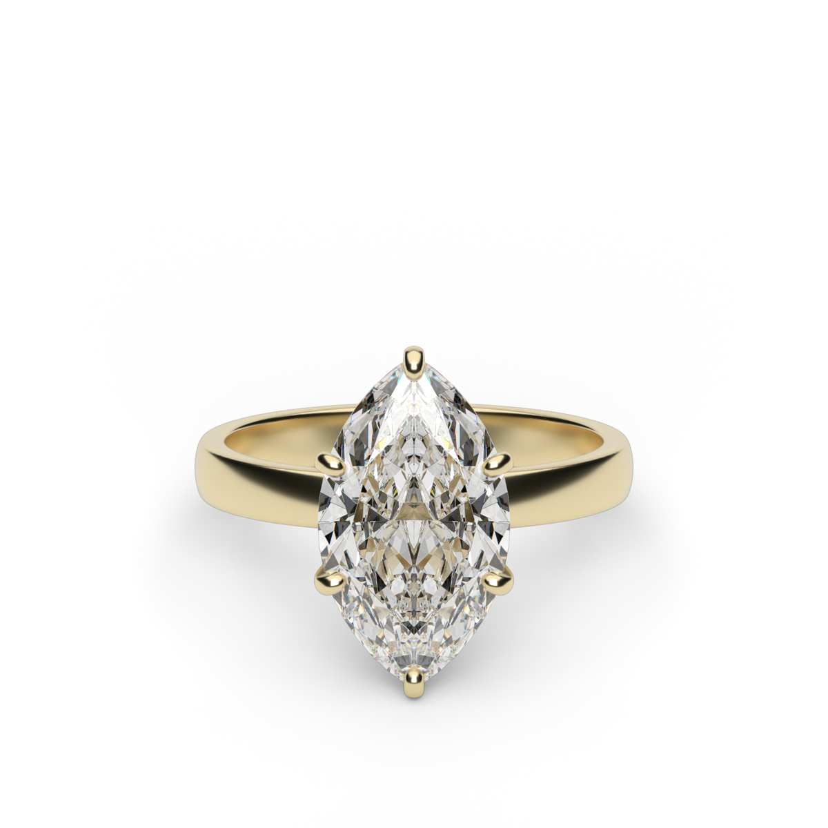 Comfort Fit Solitaire Engagement Ring (Six Prong) — 14K Yellow Gold / Marquise (image)