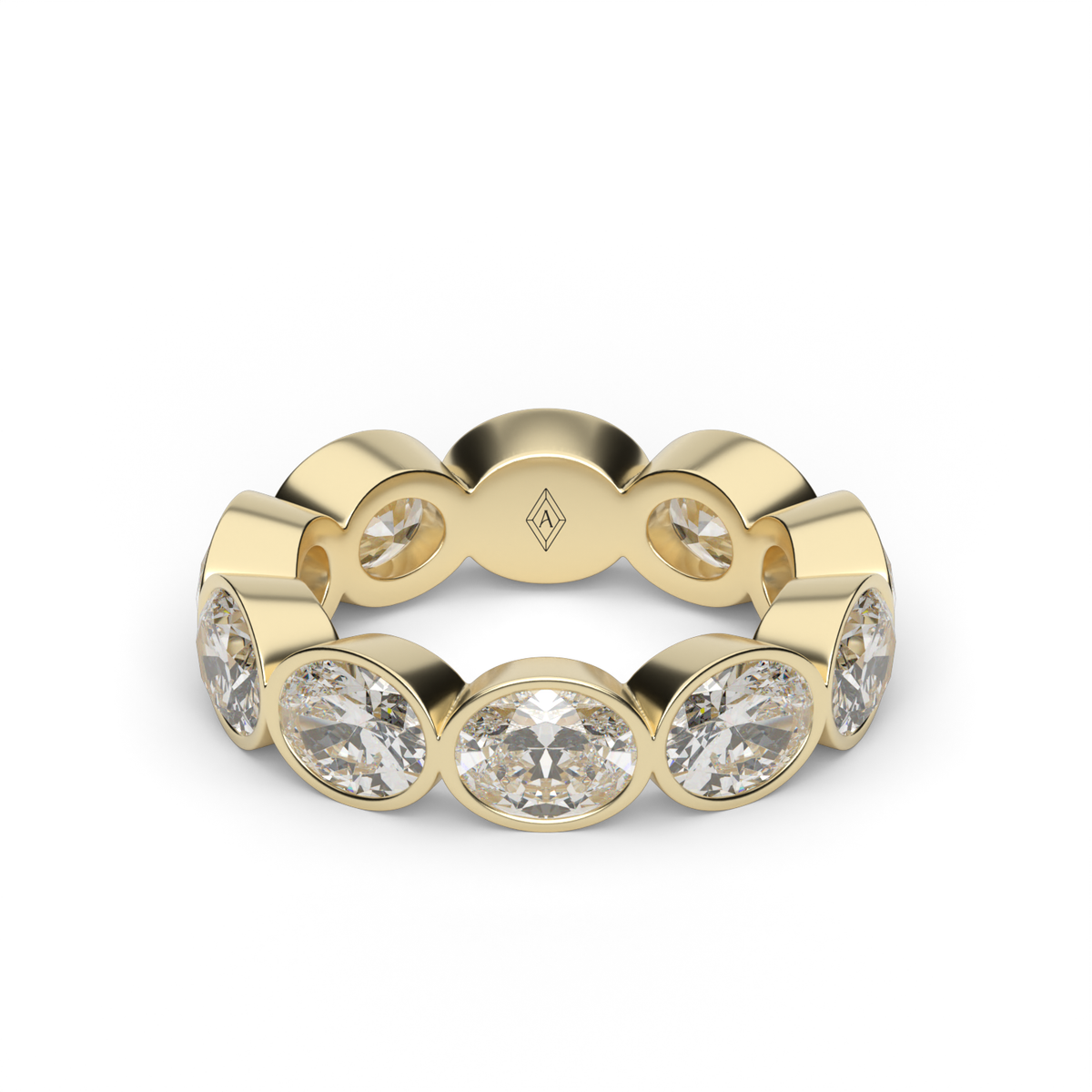 East-West Bezel Oval Cut Eternity Ring — 14K Yellow Gold / 5 / Lab Diamond (image)