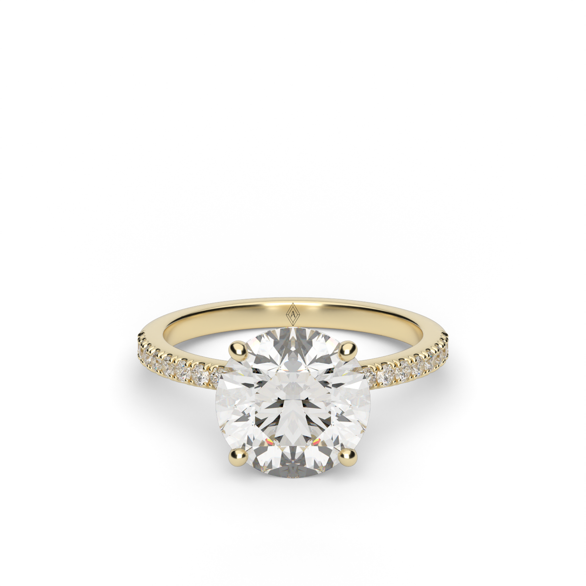 Hidden Halo Pavé Engagement Ring — 14K Yellow Gold / Round / Lab Diamond (image)