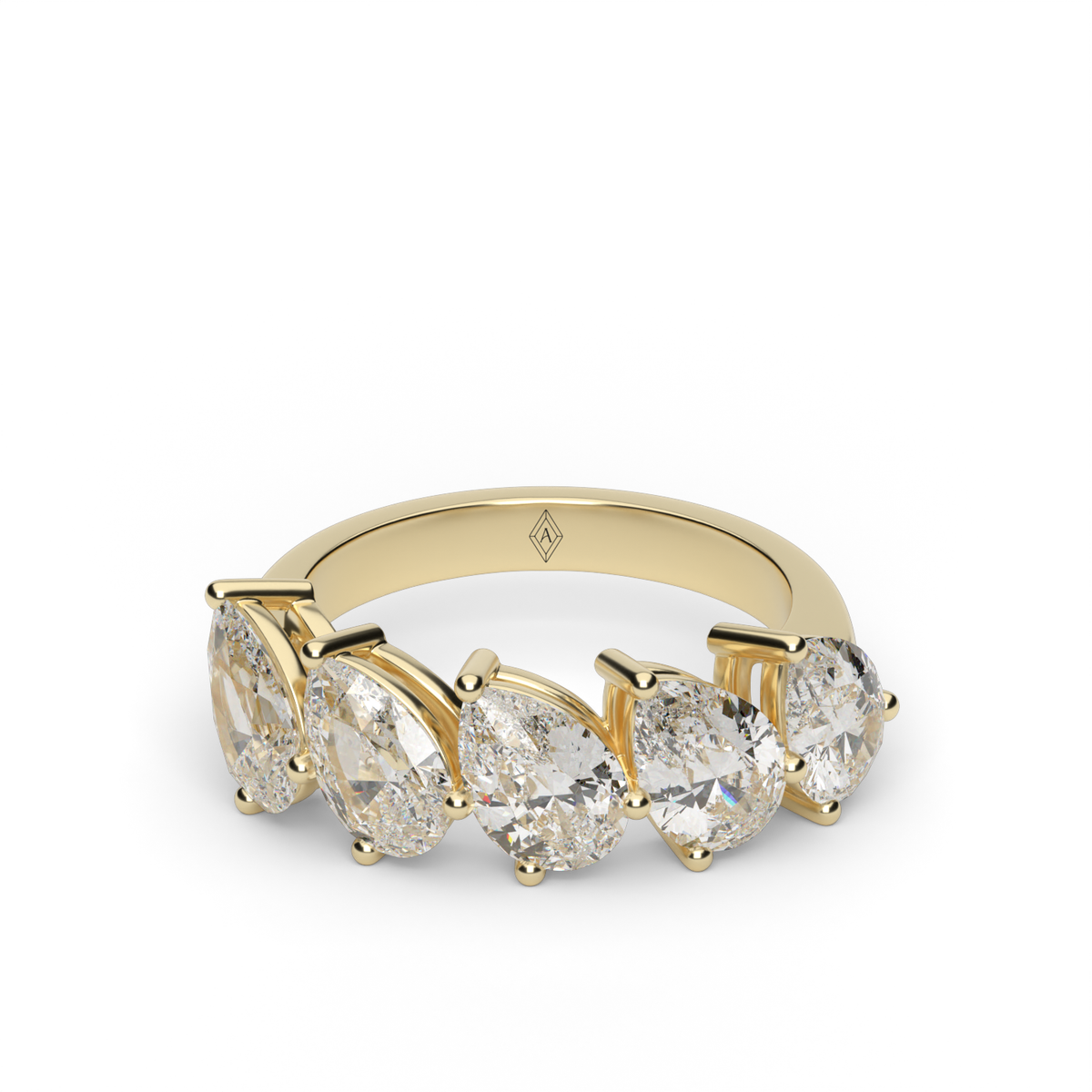 2.5 Carat Five-Stone Pear Diamond Anniversary Ring — 14K Yellow Gold / Lab Diamond (image)