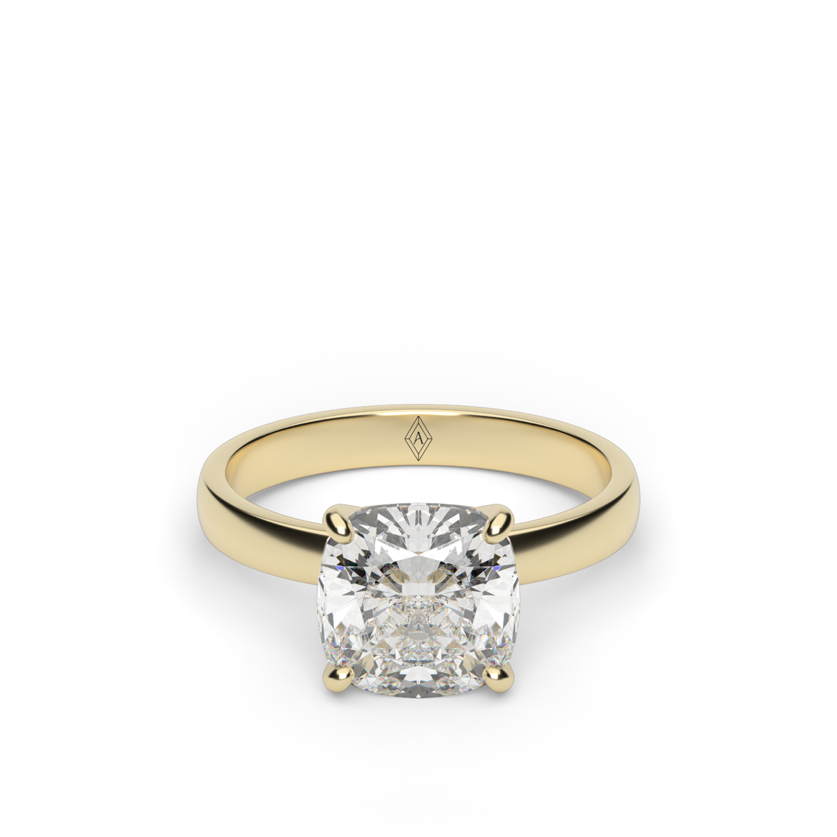 Comfort Fit Solitaire Engagement Ring (Six Prong) — 14K Yellow Gold / Cushion (image)