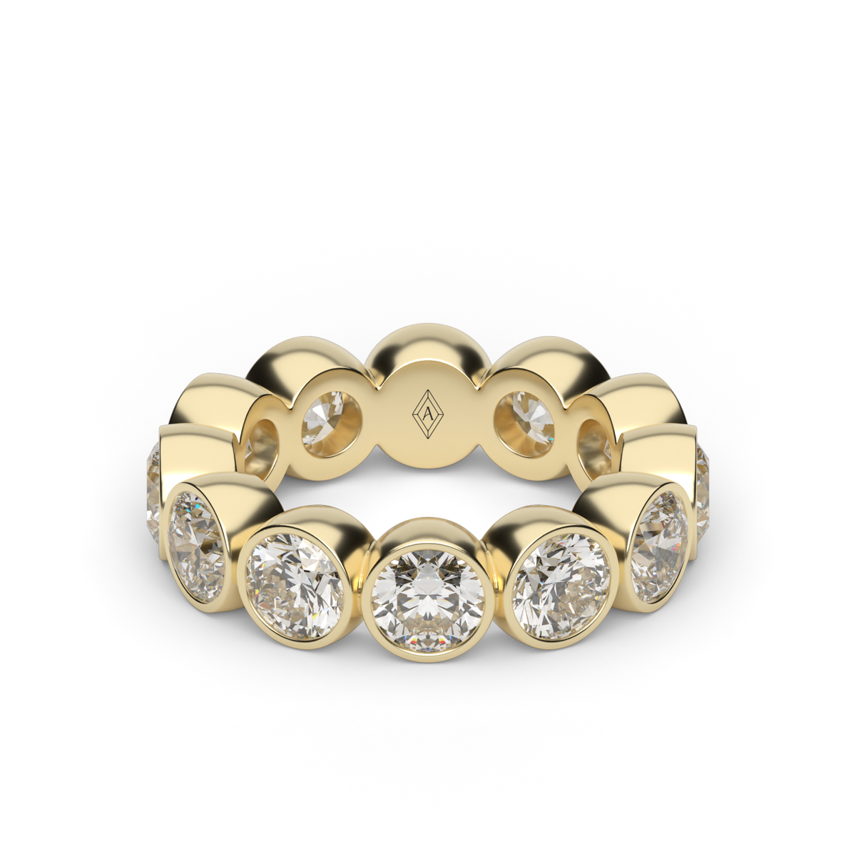 Round Bezel Diamond Eternity Ring — 14K Yellow Gold / 6 / Lab Diamond (image)