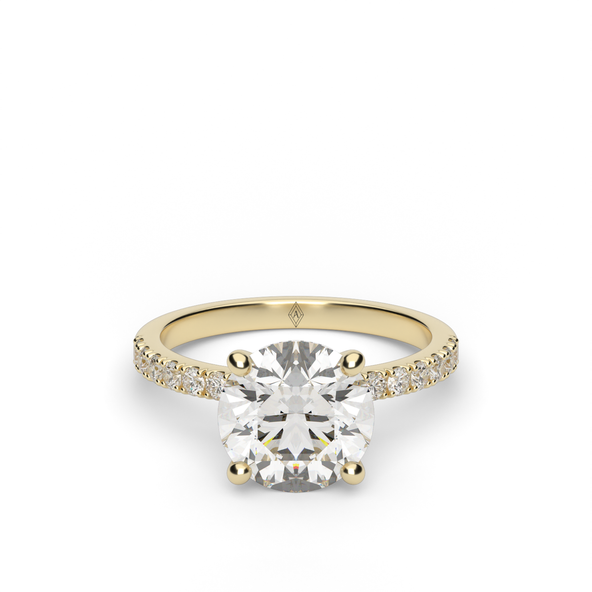 Crown Pavé Hidden Halo Engagement Ring — 14K Yellow Gold / Round / Lab Diamond (image)
