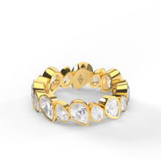 3.6 Carat Yellow Gold Pear Shape Diamond Alternating Eternity Ring/Band With Bezel Setting