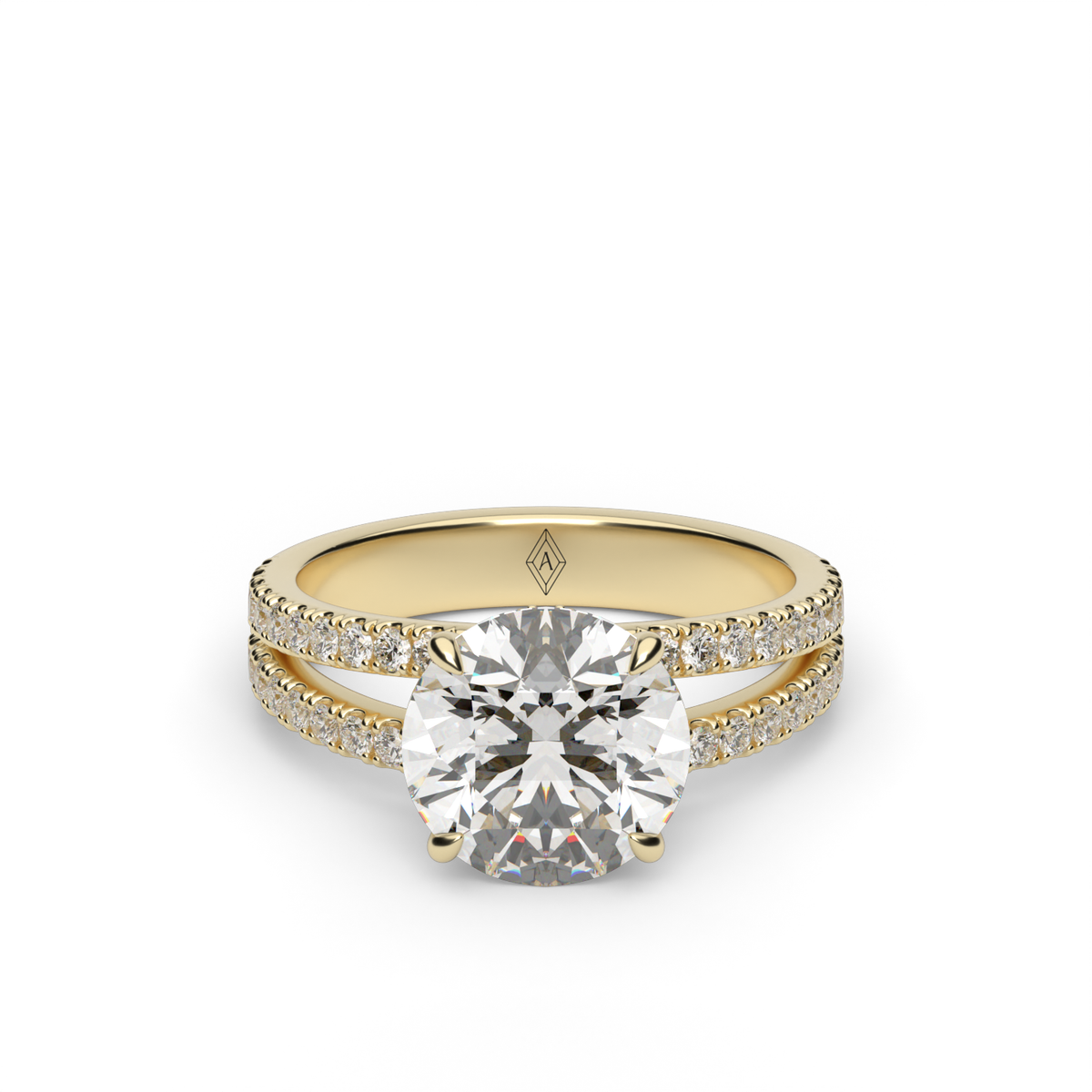 Split Shank   Pavé Engagement Ring — 14K Yellow Gold / Round / Lab Diamond (image)