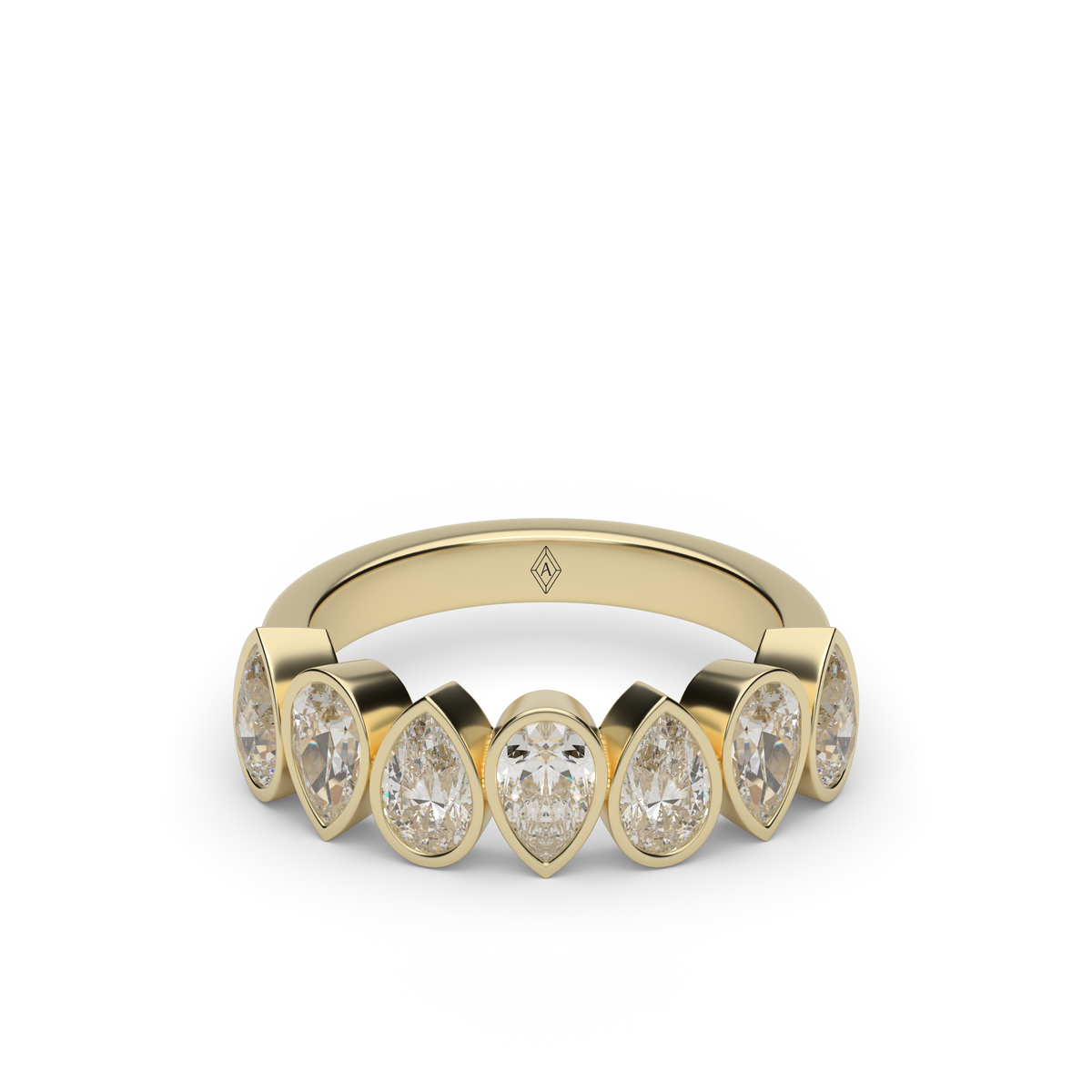 2 Carat Alternating Pear Shape Diamond Anniversary Ring — 14K Yellow Gold / Lab Diamond (image)