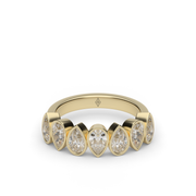 2 Carat Yellow Gold Pear Shape Diamond Alternating Anniversary Ring/Band With Bezel Setting