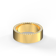 Yellow Gold Round Shape Diamond Pave Men's Ring/Band With Share Prong Setting.
