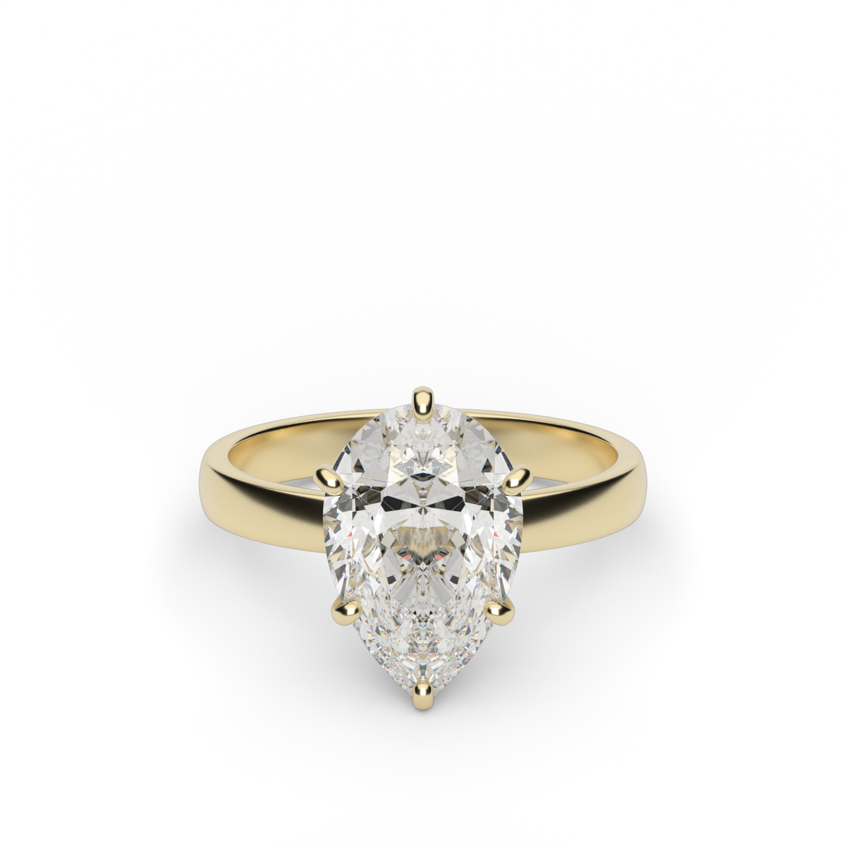 Comfort Fit Solitaire Engagement Ring (Six Prong) — 14K Yellow Gold / Pear (image)