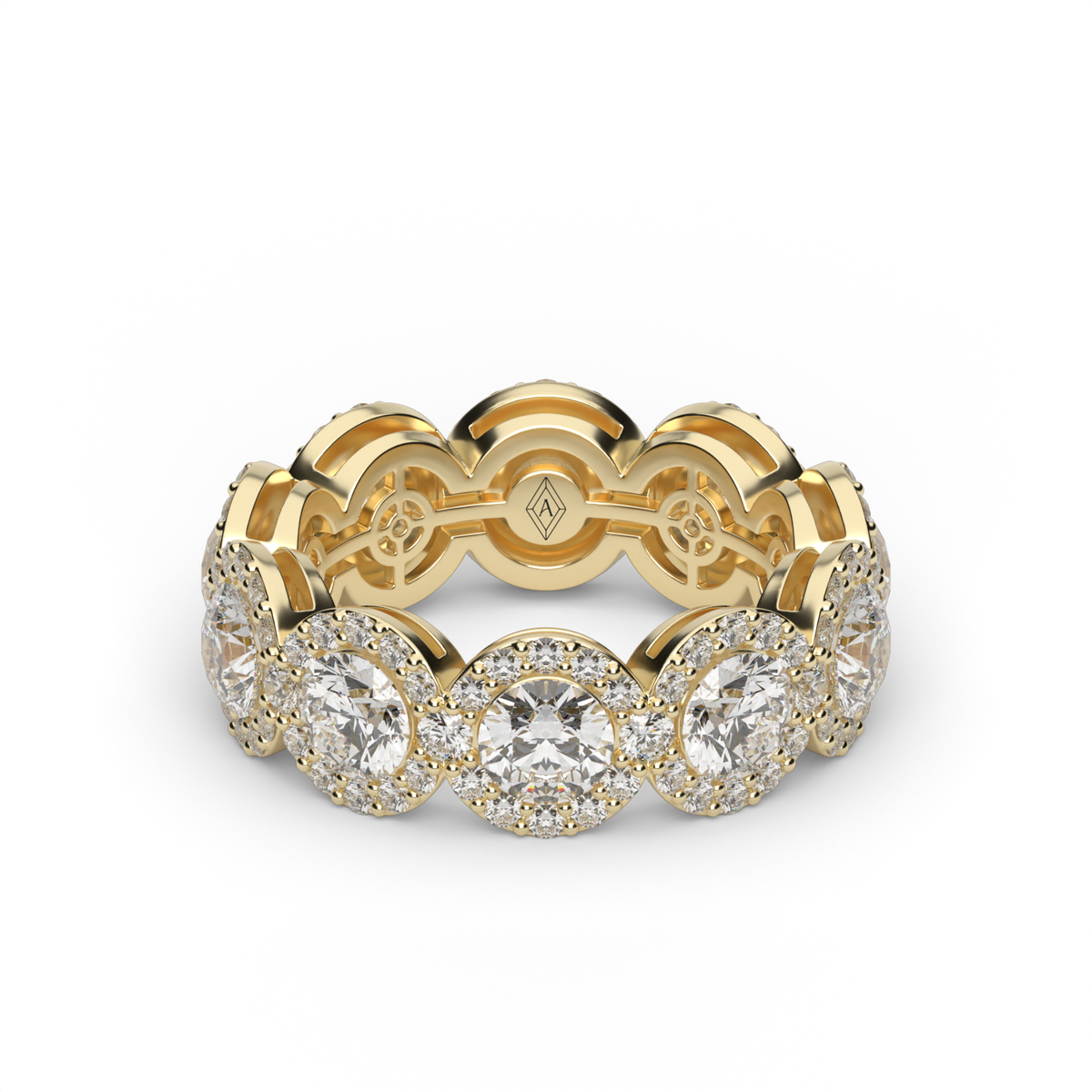Round Halo Diamond Eternity Ring — 14K Yellow Gold / Lab Diamond (image)