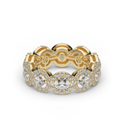 Yellow Gold Round Shape Diamond Twisted Infinity Pave Eternity Ring/Band With U-Cut Setting.