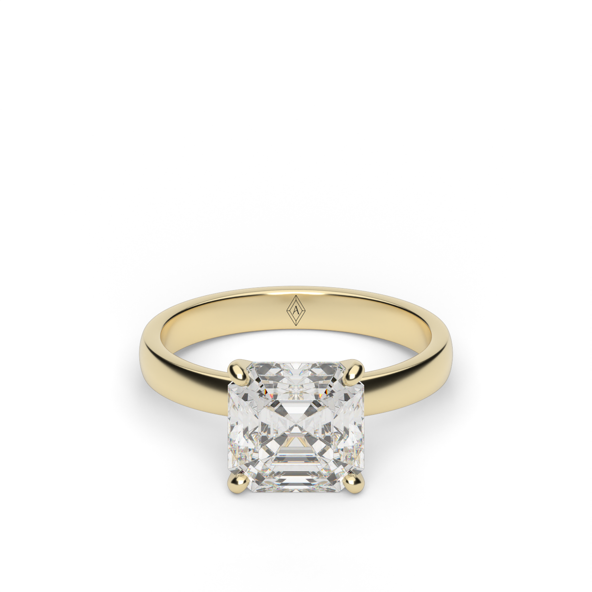Comfort Fit Solitaire Engagement Ring (Six Prong) — 14K Yellow Gold / Asscher (image)