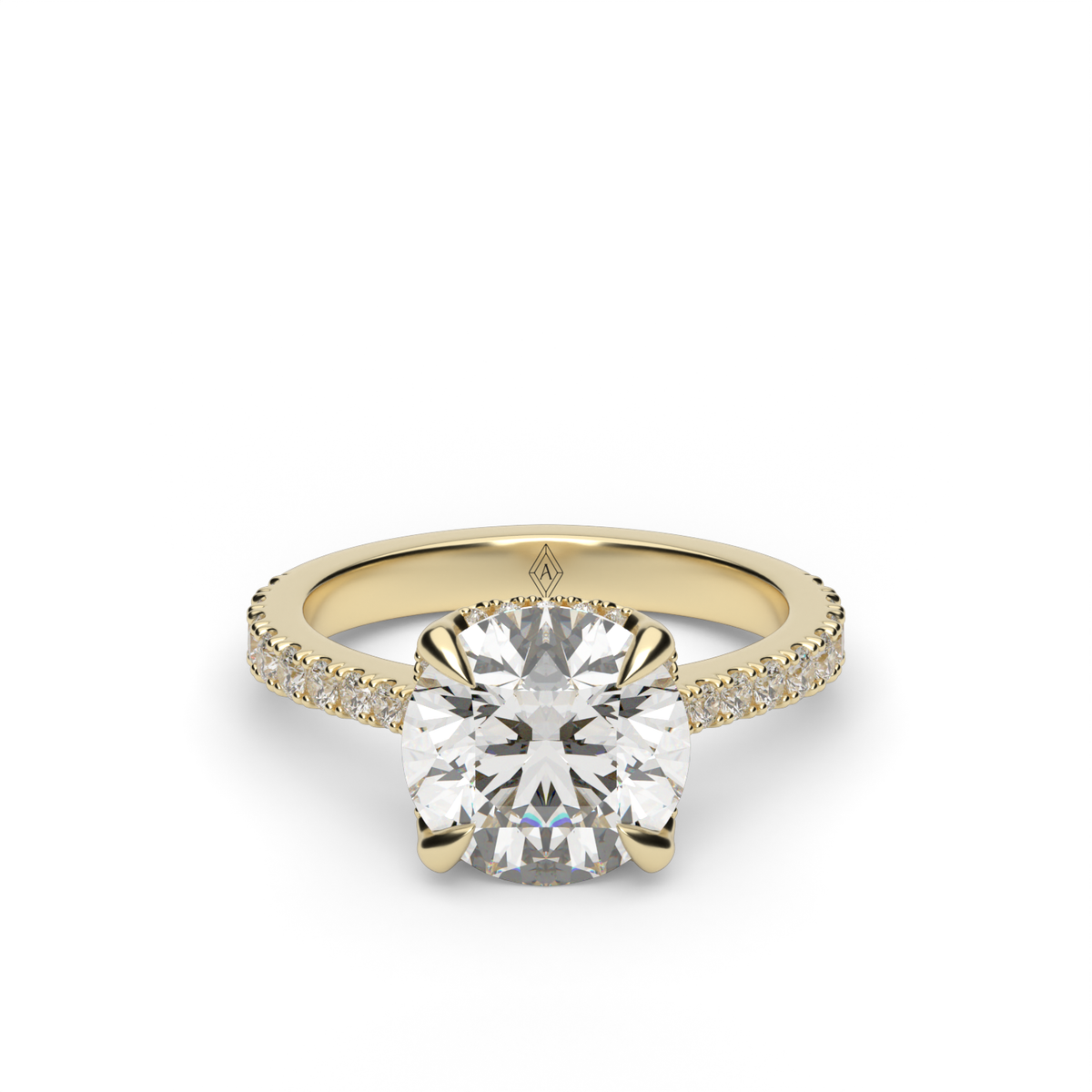 Hidden Halo Crown Engagement Ring — 14K Yellow Gold / Round / Lab Diamond (image)