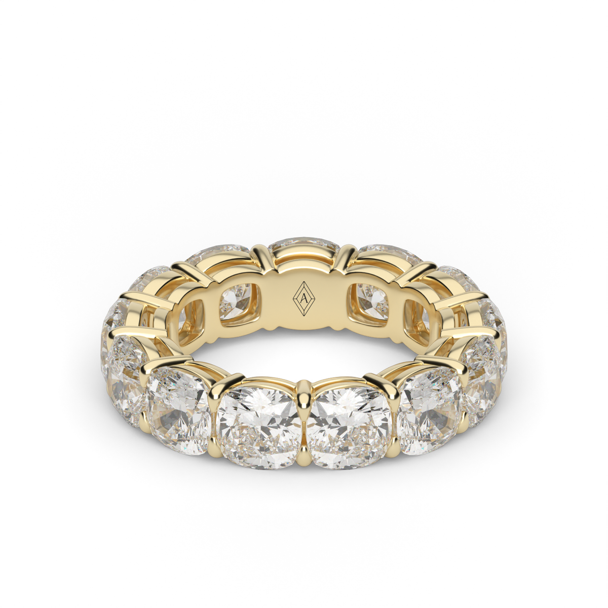 Cushion Cut Diamond Eternity Ring — 14K Yellow Gold / 6 / Lab Diamond (image)