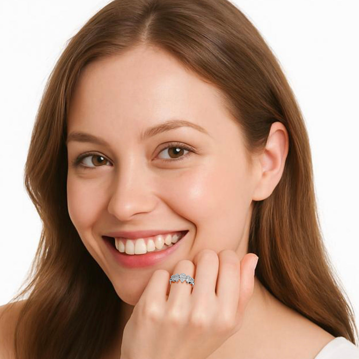 Graduated Five-Stone Pear Diamond Anniversary Ring — 14K Yellow Gold / Lab Diamond (image)