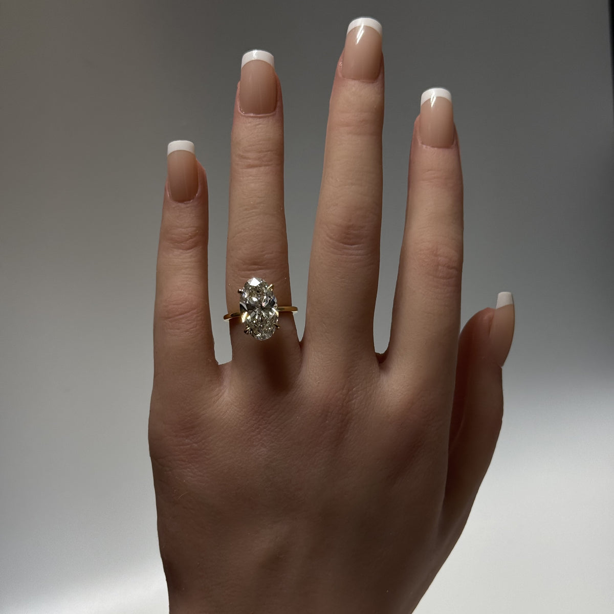 Solitaire Engagement Ring With Hidden Halo — 14K White Gold / Oval / Lab Diamond (image)