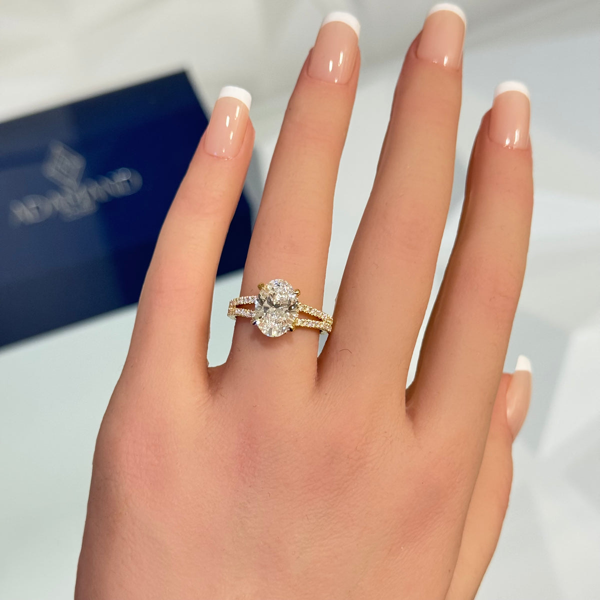 Split Shank   Pavé Engagement Ring — 14K White Gold / Oval / Lab Diamond (image)